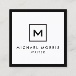 Box-Logo-Monogramm auf Schwarz/Weiß Quadratische Visitenkarte