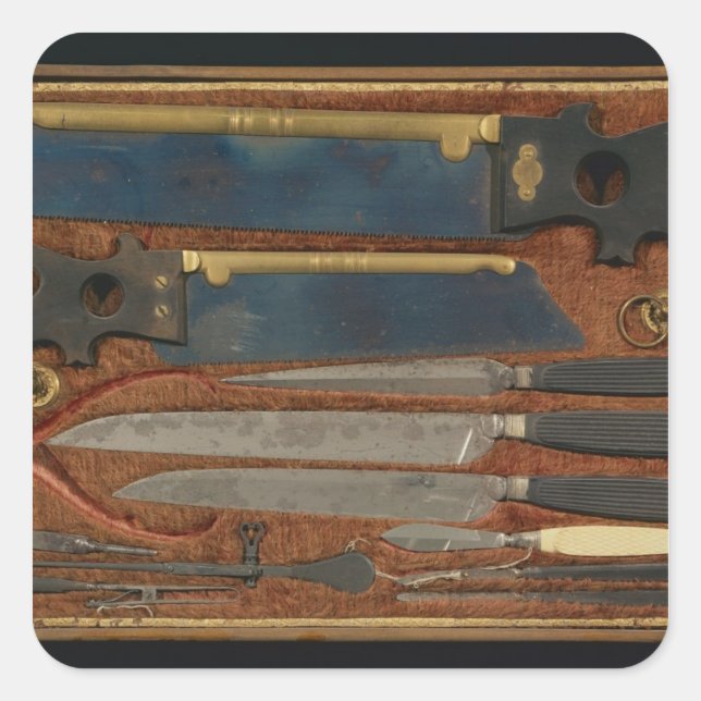 Box mit anatomischen Instrumenten Quadratischer Aufkleber (Vorderseite)