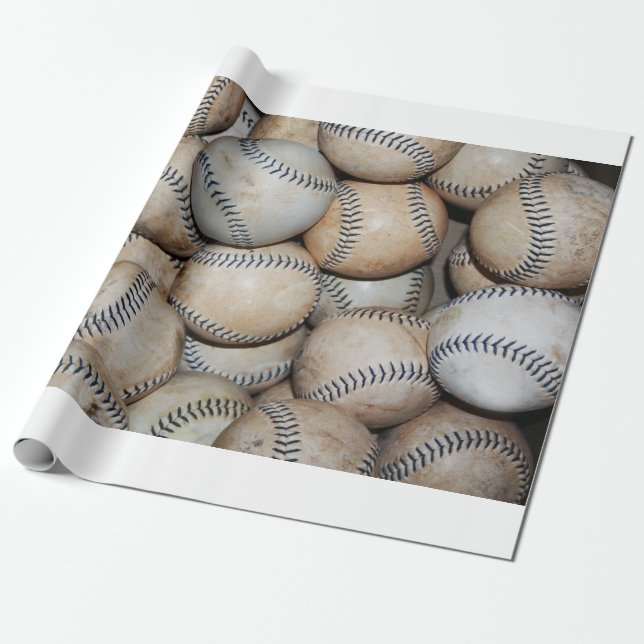 Box mit Baseballs Geschenkpapier (Ungerollt)