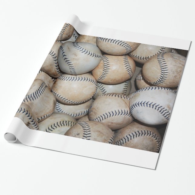Box mit Baseballs Geschenkpapier (Ungerollt)