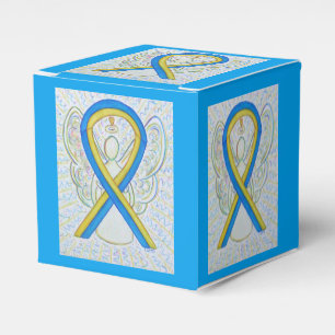 Box mit dem Gastgeschenk Blue und Yellow Awareness Geschenkschachtel