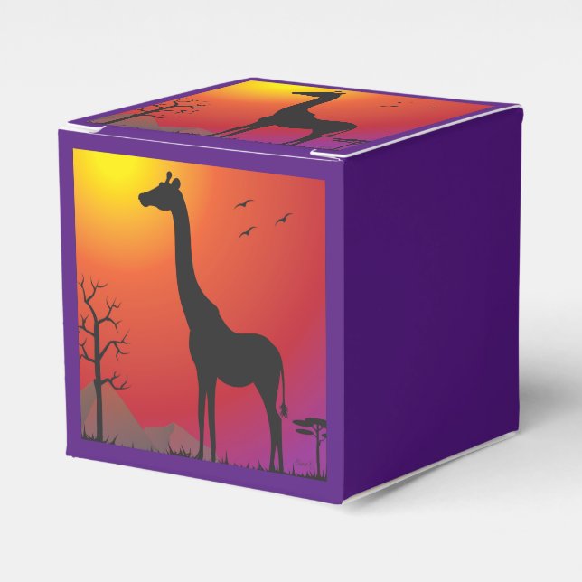 Box mit dem Sunset Giraffe Gastgeschenk Geschenkschachtel (Vorderseite)