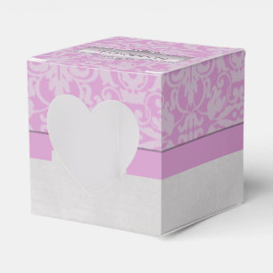 Box mit personalisiertem Rosa und weißem Damast He Geschenkschachtel