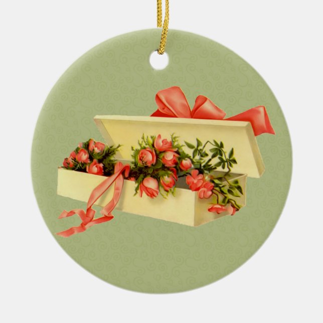 Box mit Rose Vintage Kunst Keramik Ornament (Vorne)