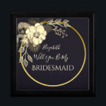 Box mit Schwarz-Gold-Bridesmaid-Vorschlag Erinnerungskiste<br><div class="desc">Elegante Black Bridesmaid Vorschlagskiste mit rustikalen Blume aus Gold. Perfekte Wahl für zeitgenössische,  schicke Herbst- oder Winterhochzeiten!</div>