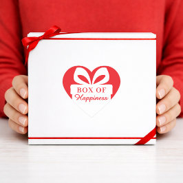 Box of Happiness Heart Sticker Red & White Design