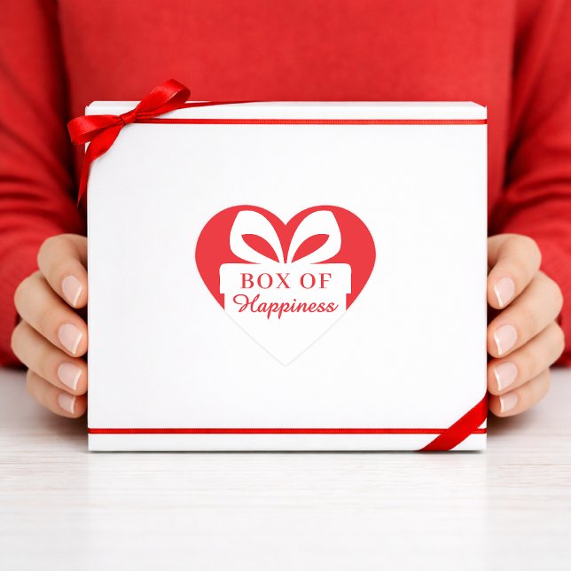 Box of Happiness Heart Sticker Red & White Design (Von Creator hochgeladen)