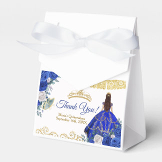 Box Quinceañera Royal Blue Flowers Gastgeschenk Geschenkschachtel