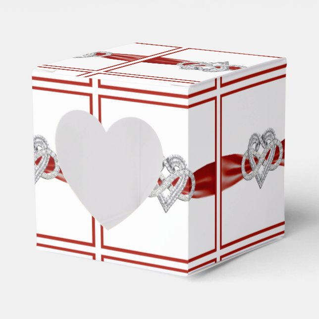 Box Red Ribbon Infinity Heart Favor Box Geschenkschachtel (Vorderseite)