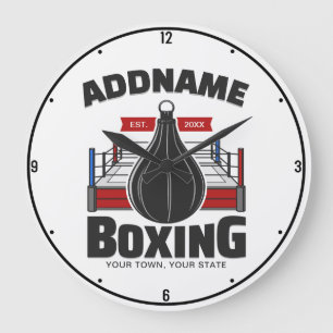 Box-Ring ADD NAME BOXER GYM-Speed-Bag Große Wanduhr