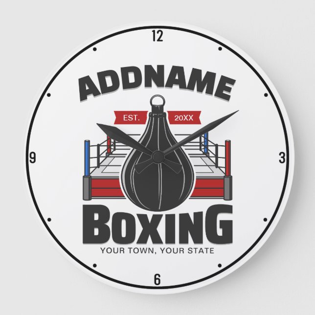 Box-Ring ADD NAME BOXER GYM-Speed-Bag Große Wanduhr (Vorderseite)