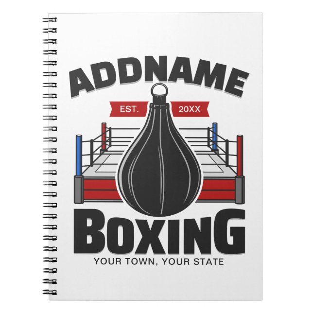 Box-Ring ADD NAME BOXER GYM-Speed-Bag Notizblock (Vorderseite)