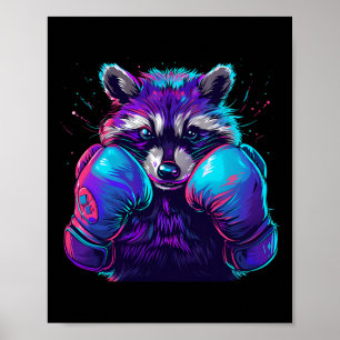 Box-Waschbär mit Boxhandschuhen Kickboxen Lustig Poster