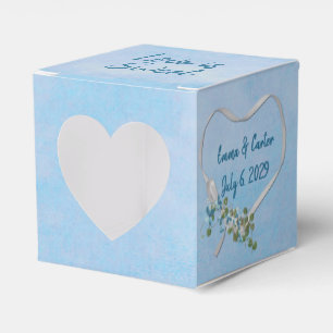 Box "White Wedding Ribbon Heart Favor" Geschenkschachtel