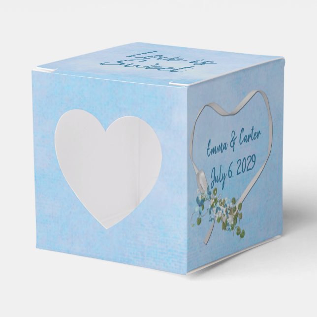 Box "White Wedding Ribbon Heart Favor" Geschenkschachtel (Vorderseite)