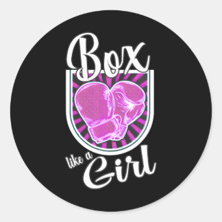 Box wie ein Girl Boxing Gloves Runder Aufkleber