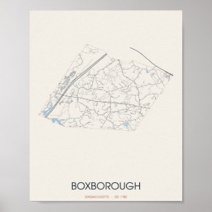 Boxborough Massachusetts Straßenkarte Poster