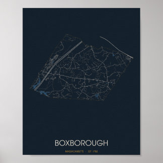 Boxborough Massachusetts Straßenkarte Poster (Nach