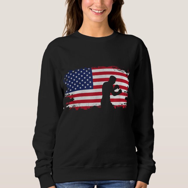 Boxbox für amerikanische Flagge - Boxer Boxing Sweatshirt (Vorderseite)