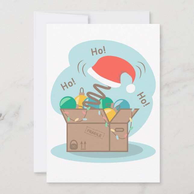 Boxbox mit Weihnachtsdekoration und Weihnachtsmann Einladung (Vorderseite)