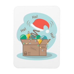 Boxbox mit Weihnachtsdekoration und Weihnachtsmann Magnet