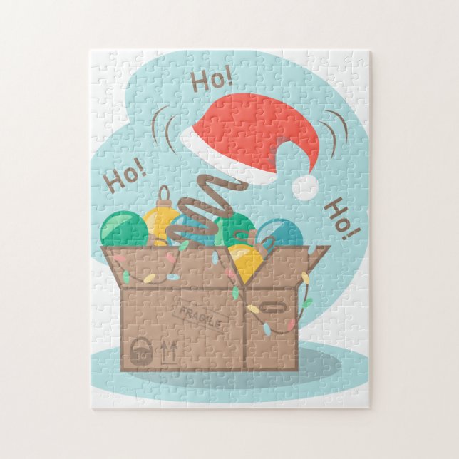 Boxbox mit Weihnachtsdekoration und Weihnachtsmann Puzzle (Vertikal)