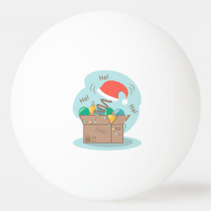 Boxbox mit Weihnachtsdekoration und Weihnachtsmann Tischtennisball