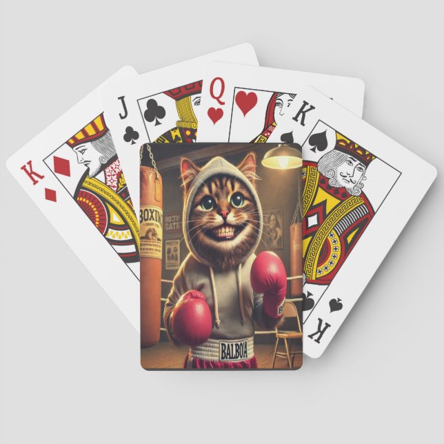 Boxchamp? - Katze mit Boxhandschuhen Spielkarten (Rückseite)