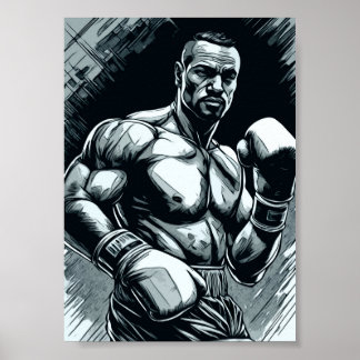 Boxchampion im Vintage-Stil Fighter Martial Arts Poster
