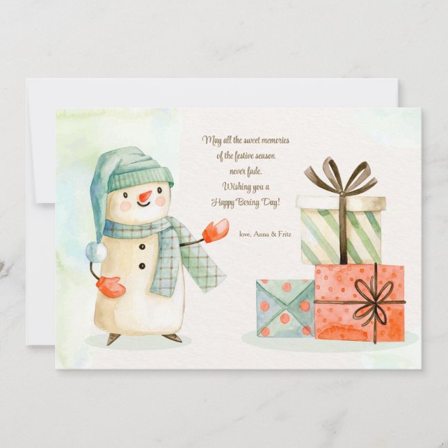 Boxday Snowman Holiday Card Feiertagskarte (Vorderseite)
