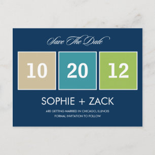 Boxed Calendar Save the Date Postcard (Navy Blue) Ankündigungspostkarte