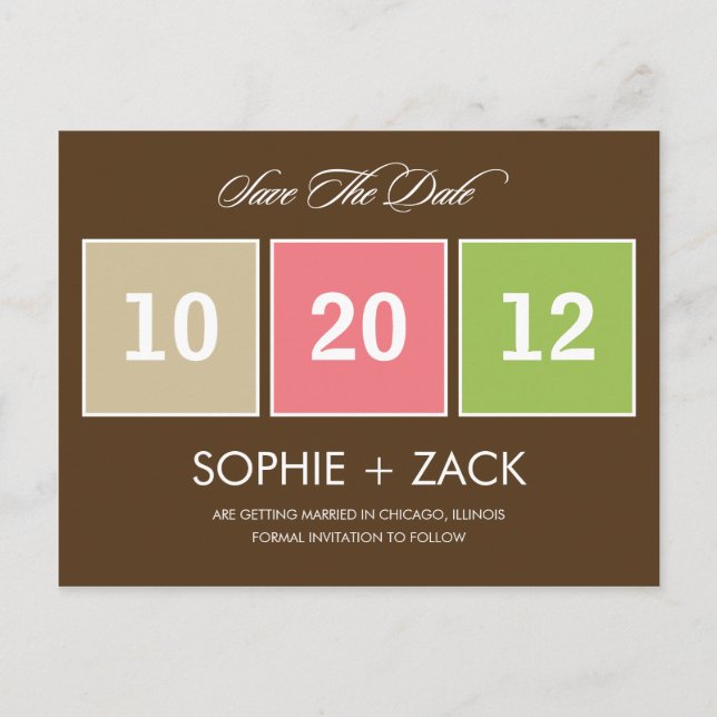 Boxed Kalender Save the Date Postkarte (braun) (Vorderseite)