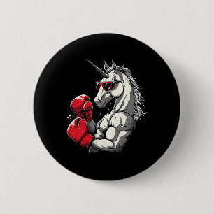 Boxeinhorn mit Boxhandschuhen Kickboxen Niedlich Button