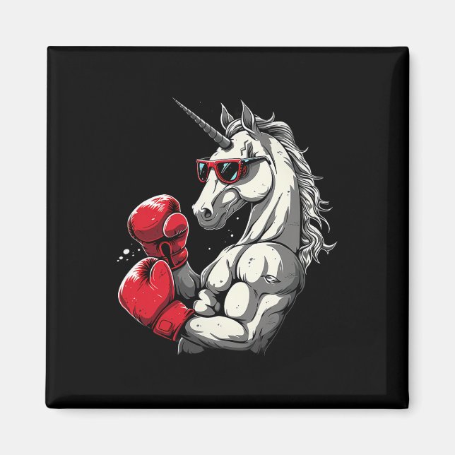 Boxeinhorn mit Boxhandschuhen Kickboxen Niedlich Magnet (Vorne)