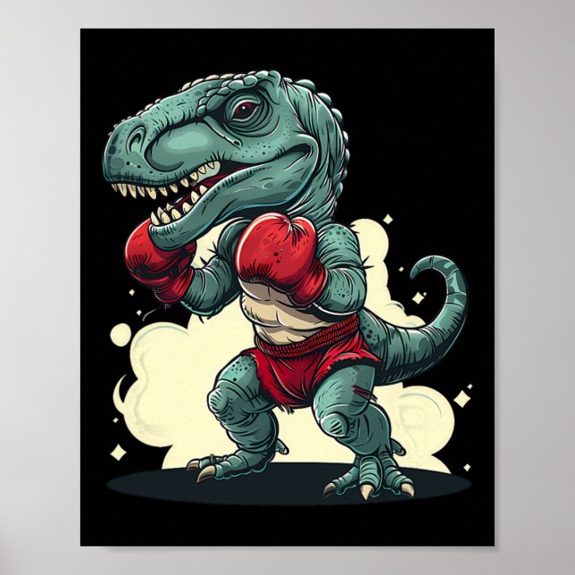 Boxen Dinosaur Boxer Dino Kickboxen T-Rex Boxen Poster (Vorne)