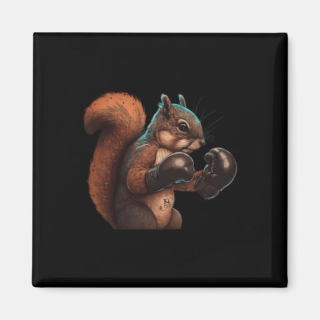 Boxen-Eichhörnchen Boxer Boxhandschuhe Kickboxing- Magnet (Vorne)