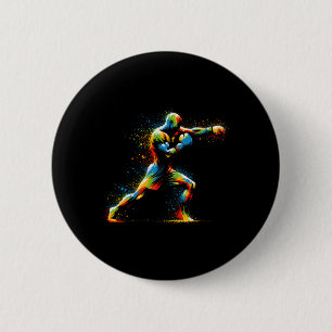 Boxen Farbenfrohe Boxer Sport Kickboxer Workout Ki Button