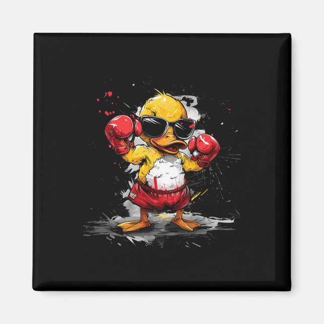 Boxen Gummiente Boxhandschuhe Kickboxen Lustig  Magnet (Vorne)