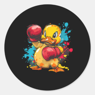 Boxen Gummiente mit Boxhandschuhen Kickboxen F Runder Aufkleber
