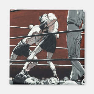 Boxen im Ring im Vintage-Sportstil, Boxer kämpfen Magnet