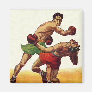 Boxen im Vintage-Sport, Boxer in einem Kampf Magnet