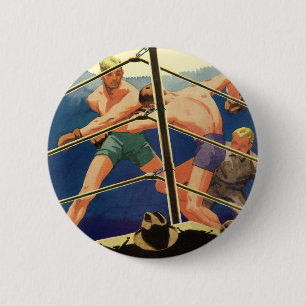 Boxen im Vintage-Sport, Boxer während eines Kampfe Button