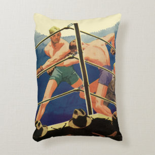 Boxen im Vintage-Sport, Boxer während eines Kampfe Dekokissen