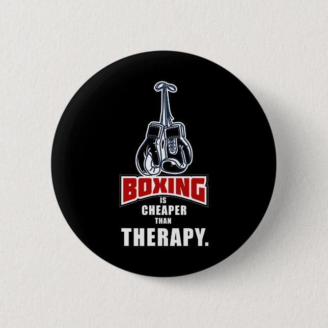 Boxen ist billiger als Therapy Funny Sprichwort Button (Vorderseite)