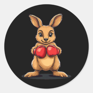 Boxen Kangaroo für ein Knockout-Lachen Runder Aufkleber