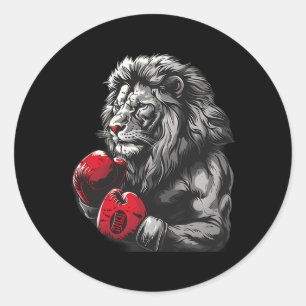 Boxen Löwen Portrait Motiv Wildtier Kickboxen Lieb Runder Aufkleber