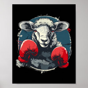 Boxen mit Boxhandschuhen bekleidete Schafe Kickbox Poster