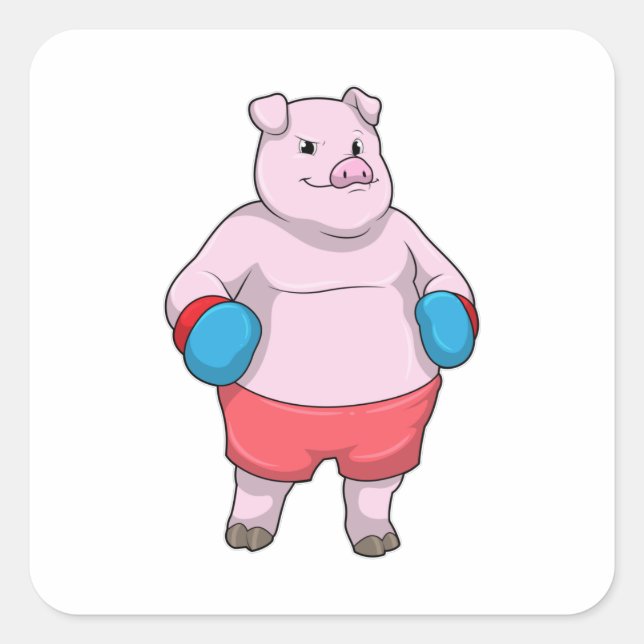 Boxen mit Boxhandschuhen Quadratischer Aufkleber (Vorderseite)