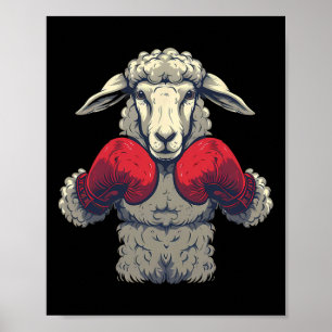 Boxen mit Boxhandschuhen schlagende Schafe Kickbox Poster