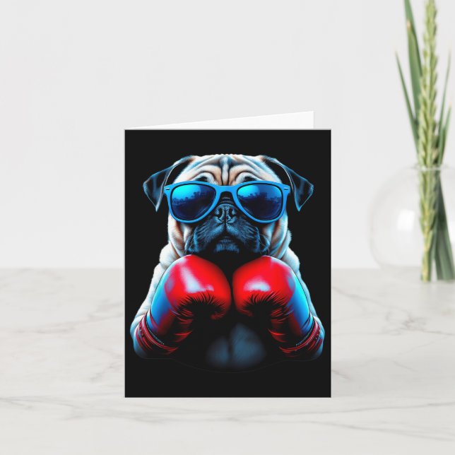 Boxen Mops Dog Kickboxing Cool Karte (Vorderseite)
